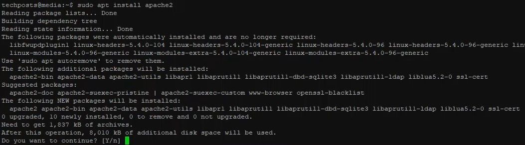 Установка Apache веб‑сервера