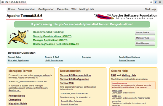Стартовая страница Apache Tomcat