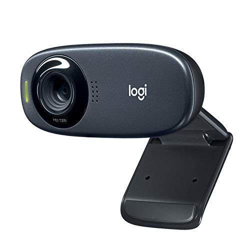 Logitech C310 HD Webcam — вид спереди с клипсой и USB‑кабелем