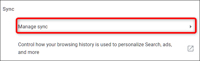 Нажмите 'Управление синхронизацией'