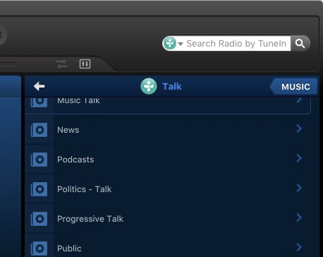 Категории TuneIn: Talk и Podcasts