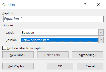 Выберите Уравнение в списке меток