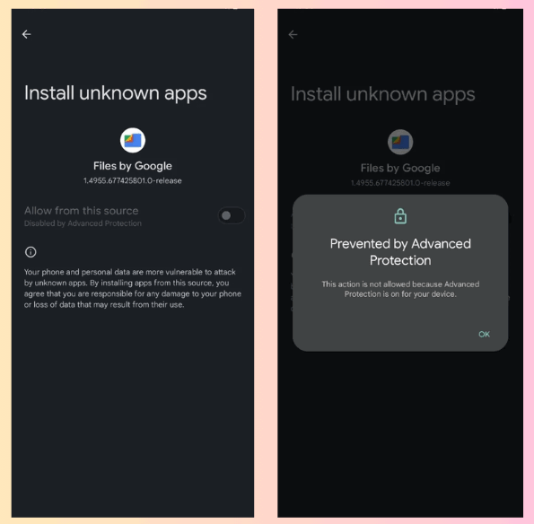 Защита активна — уведомление о режиме Advanced Protection