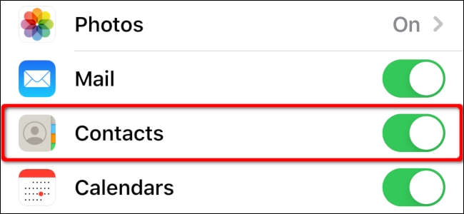 iPhone iCloud Contacts Setting