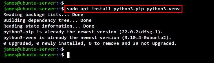 Установка python3-pip и python3-venv