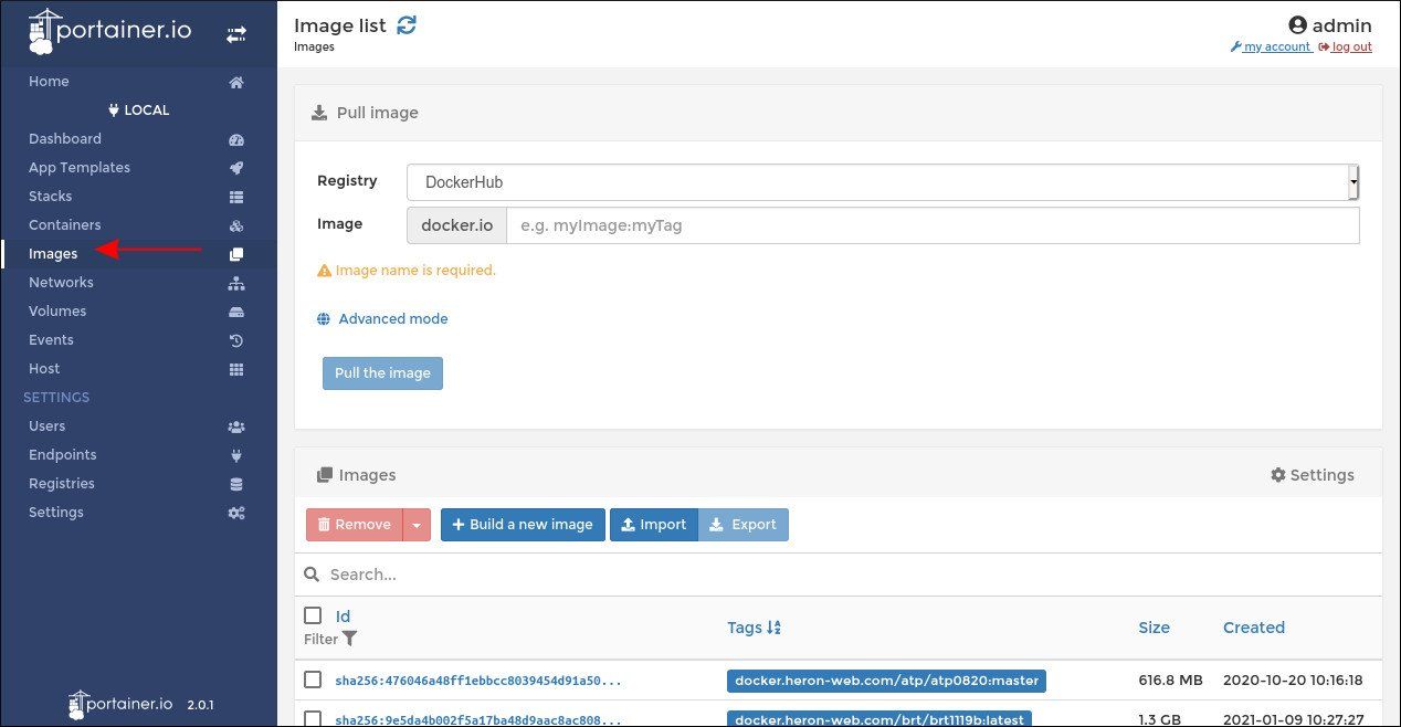 Управление Docker-образами в Portainer