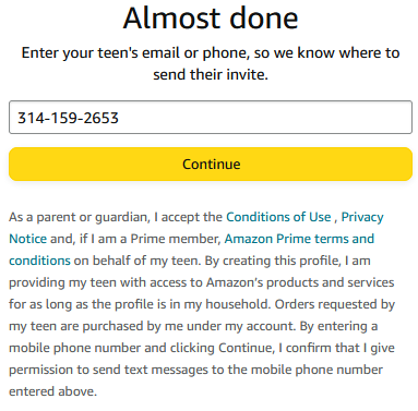 Введите номер подростка для отправки приглашения.