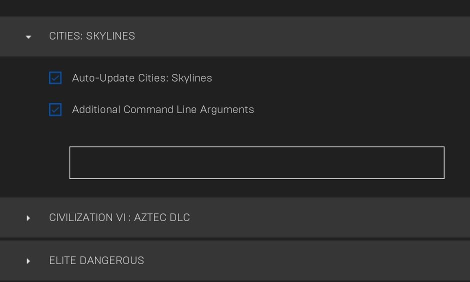 Поле для дополнительных аргументов командной строки