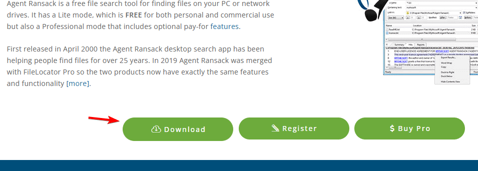 Окно загрузки Agent Ransack
