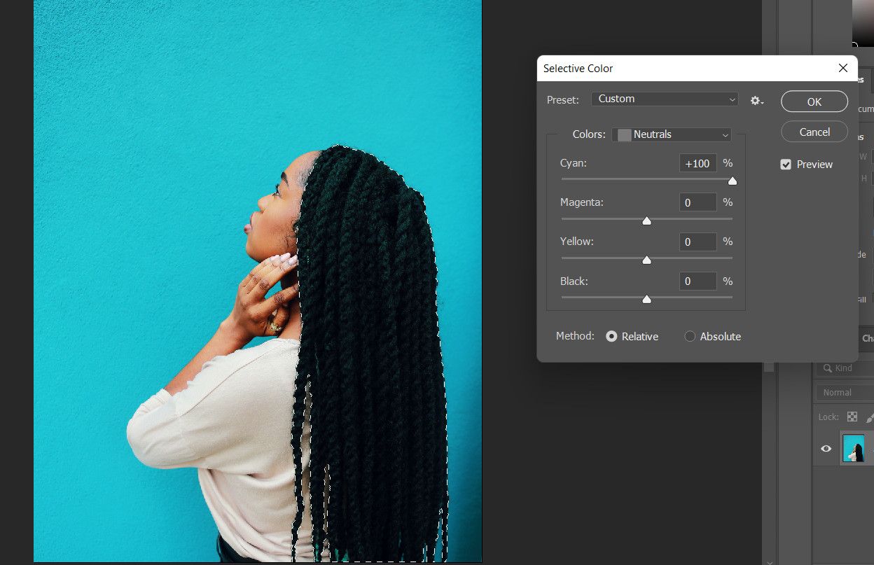Изменённый цвет волос в Photoshop