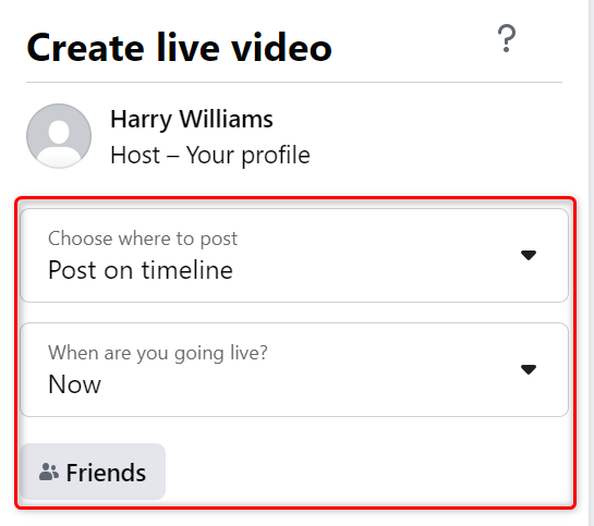 Настройте параметры прямой трансляции и аудиторию.