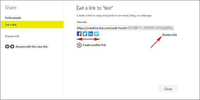 Скриншот: публикация ссылки в соцсетях и сокращение URL