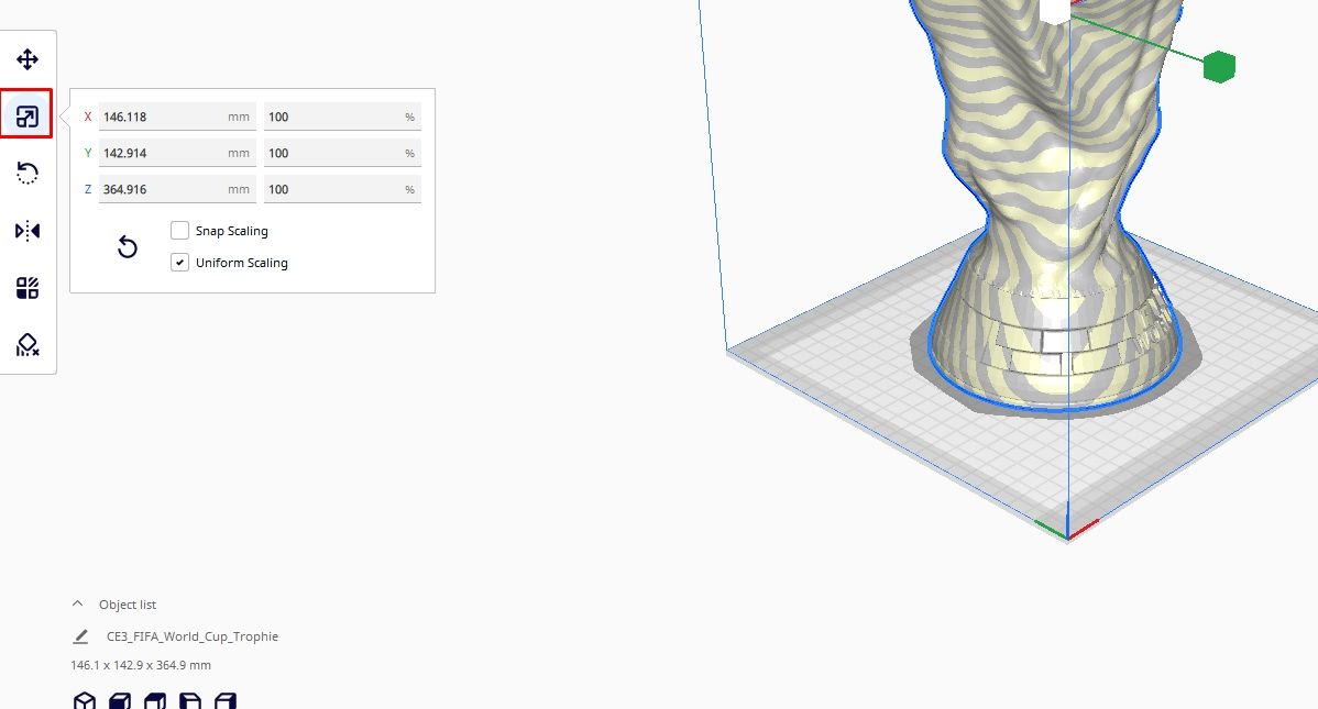 Scale settings in Cura