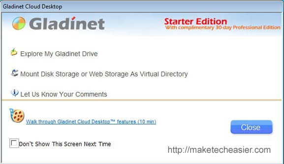 Опция монтирования диска в Gladinet
