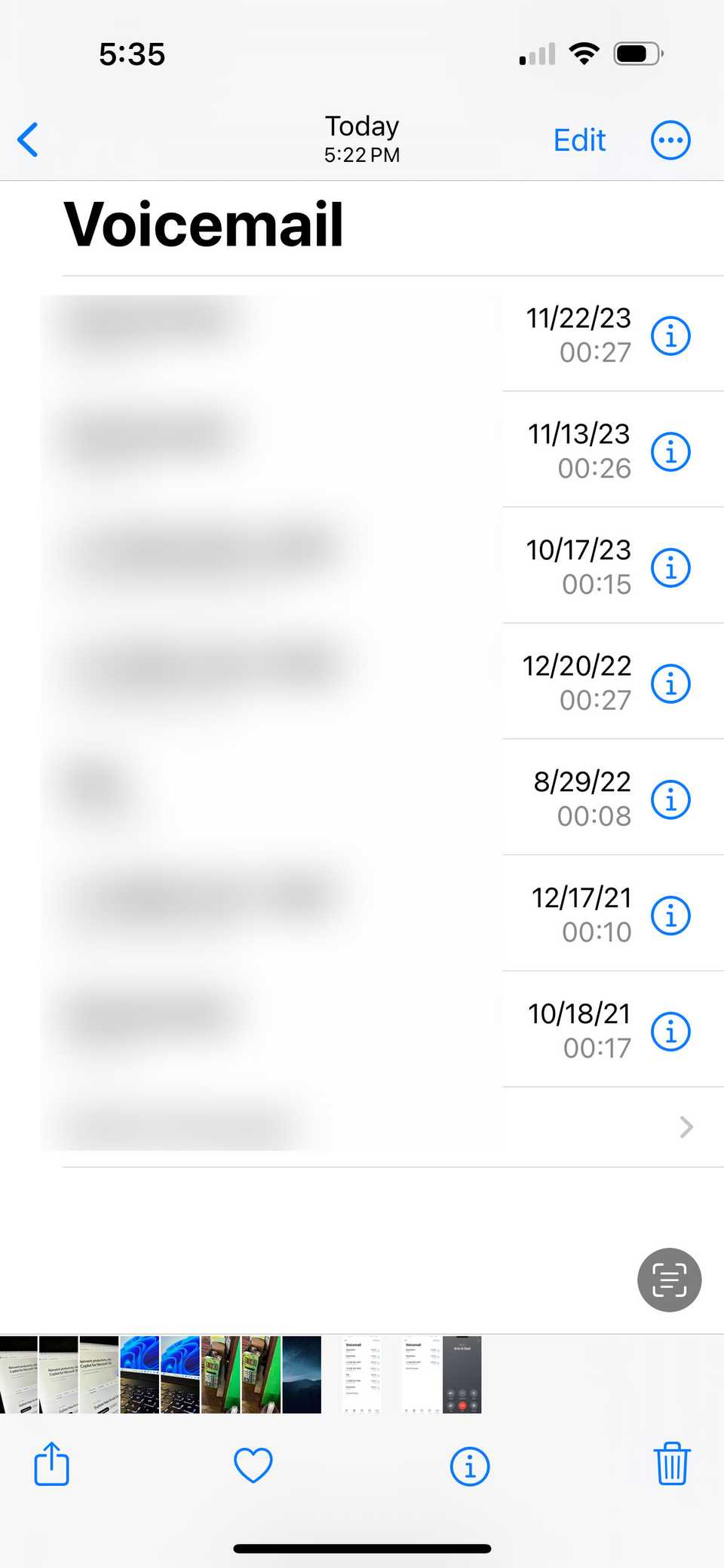 Voicemail recordings on iPhone