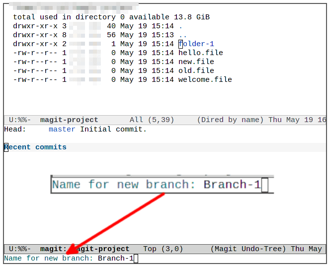 Ввод имени ветки