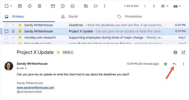Прикрепить письмо к ответу в Gmail