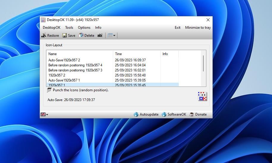 Кнопка Сохранить в окне DesktopOK