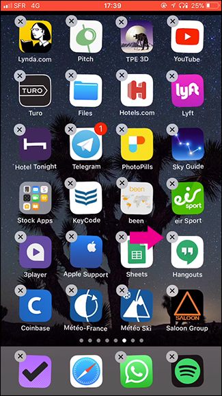Кнопка удаления приложения (крестик) на значке