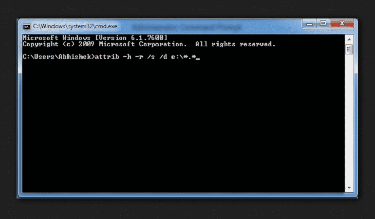 Esempio di rimozione shortcut tramite Prompt dei comandi