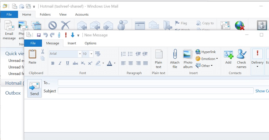 Диалог выбора получателей в Windows Live Mail