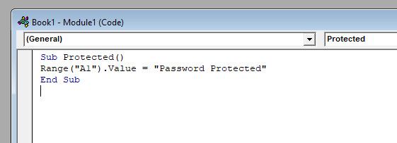 Код макроса в редакторе Visual Basic