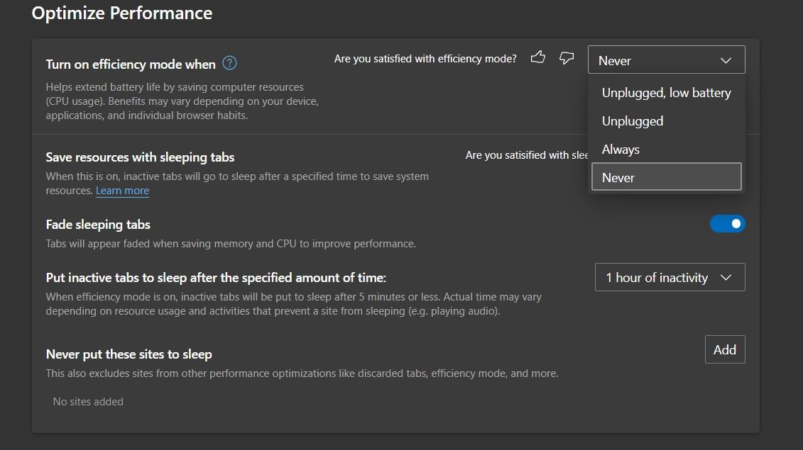 Как использовать Efficiency Mode в Microsoft Edge