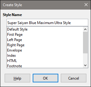 Окно создания нового стиля