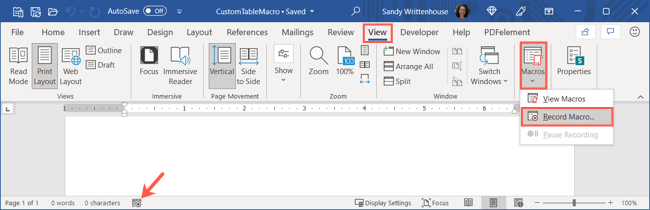 Нажмите или выберите Записать макрос