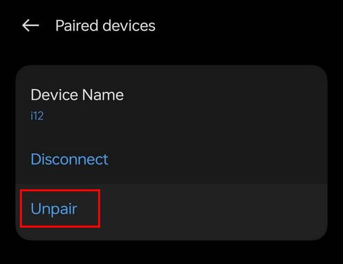 Разрыв сопряжения Bluetooth‑устройства
