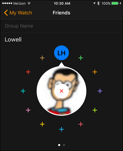 Контакт добавлен в круг друзей на iPhone