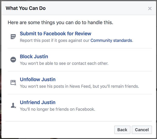 Иллюстрация блокировки пользователя в Facebook