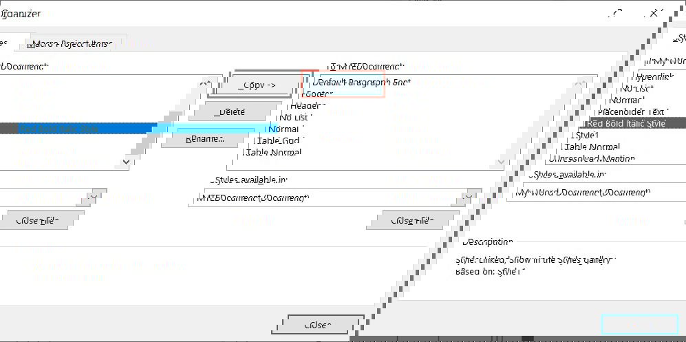 Кнопка Копировать в Органайзере стилей