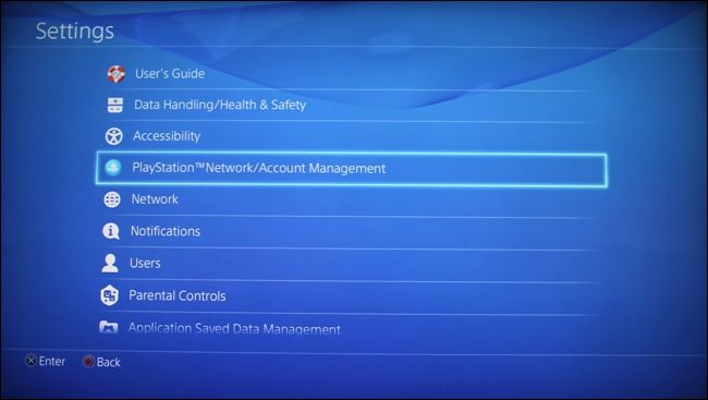 Пункт Сеть PlayStation на PS4