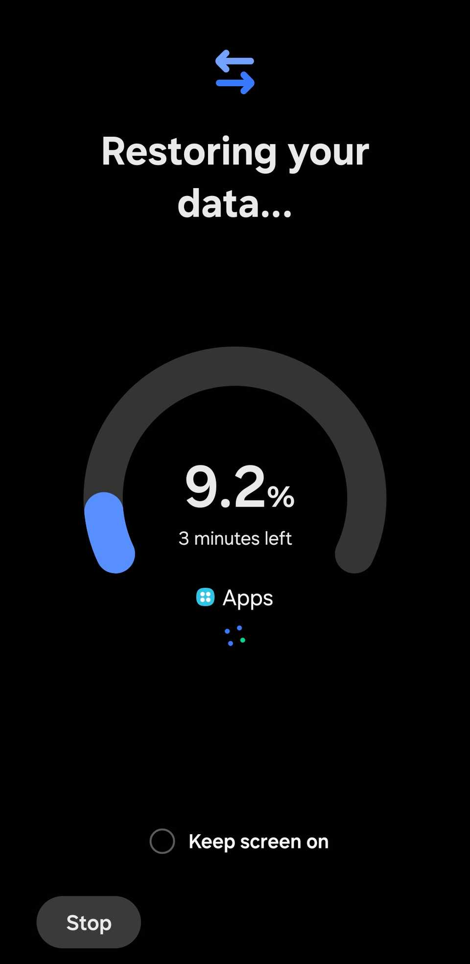 Процесс восстановления данных в Smart Switch