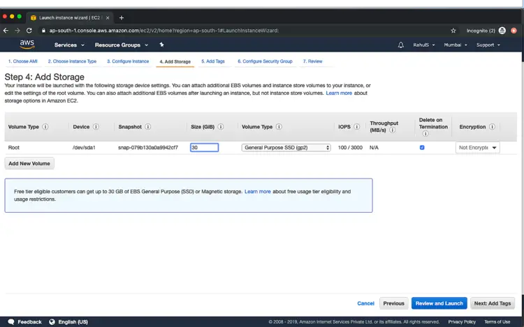Добавление хранилища 30 ГБ