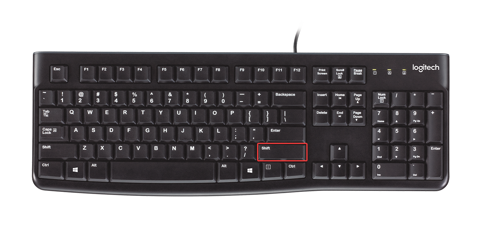 Нажмите Shift, чтобы разблокировать клавиатуру