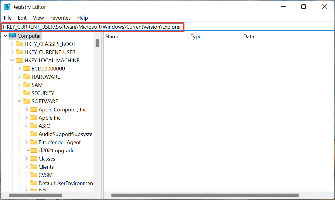 Навигация к разделу реестра