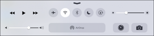 Пункт управления iPad с переключателем Bluetooth