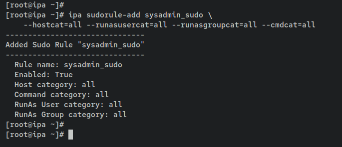 Создание правила sudo sysadmin_sudo