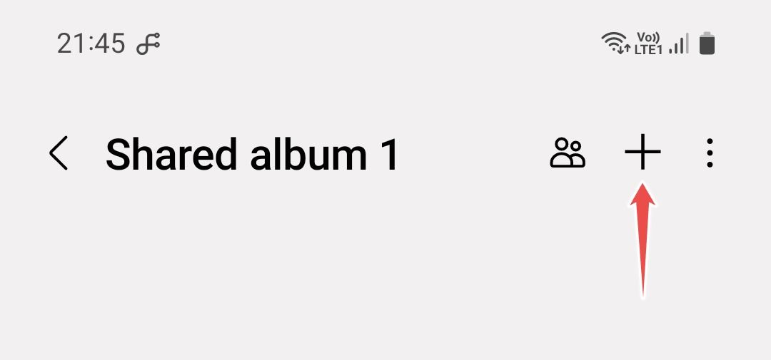 Add button in a shared album in Samsung Gallery