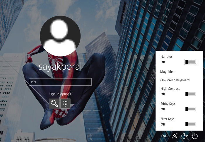 Результат отсроченного захвата экрана входа с помощью Snip & Sketch