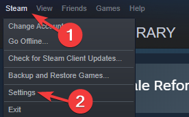Настройки Steam