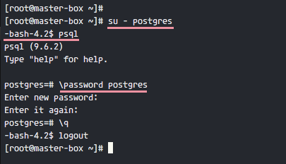 Установка пароля для пользователя postgres