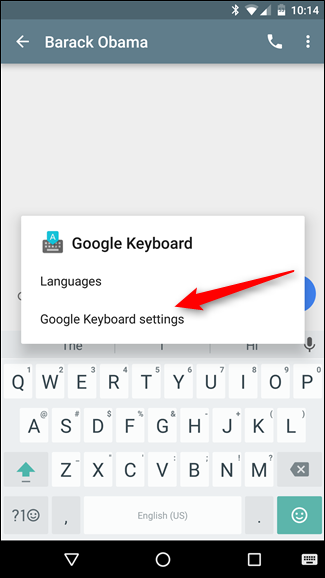 Меню Preferences в настройках Gboard