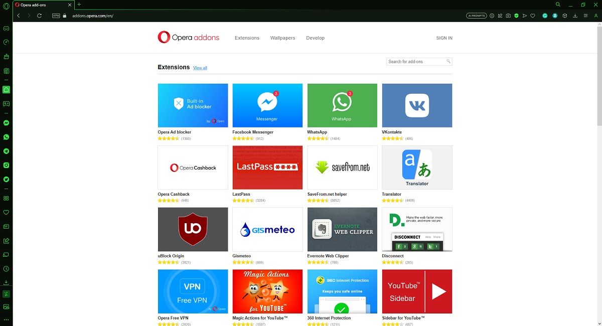 Opera Addons Store