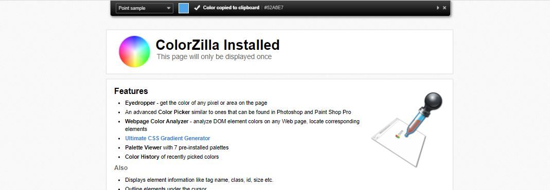 Интерфейс с успешно выбранным HEX-значением и кнопкой копирования
