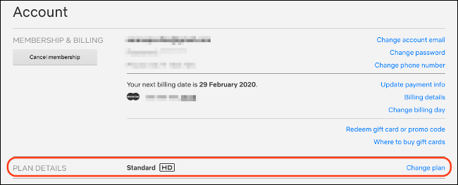 Change Netflix Plan in Account Settings
