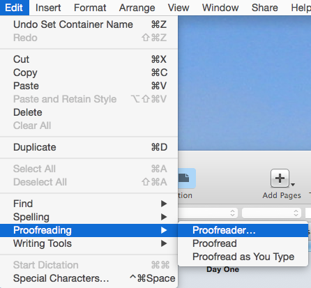 Инструмент вычитки в iBooks Author