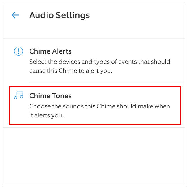 Список тонов Chime для выбора